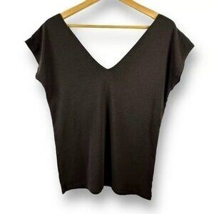 Tee Shop brown deep V front and back t-shirt size XL